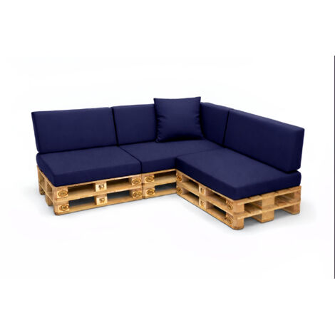 Set 8 coussins palette  assises 120x60 dossiers + 120x40 kit coussins canapé de jardin Bleu coussins pour mobilier de jardin