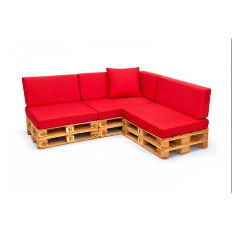 Set 8 coussins palette  assises 120x80 dossiers + 120x40 kit coussins canapé de jardin Rouge coussins pour mobilier de jardin