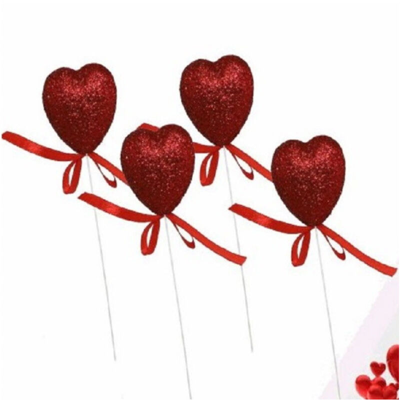Trade Shop - set 8 styropor-glitzerherzen mit stiftständer 5CM valentinstag 68331 -