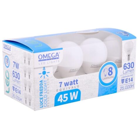 SET 8 LAMPADINE LED ''SFERETTA'' 8PZ 6000K 630LM E14