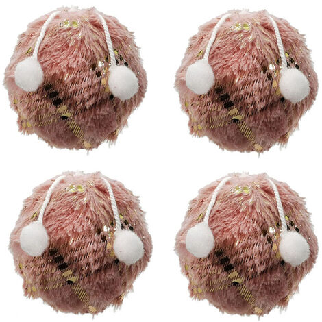 set 8 palline rosa antico oro bianco pellicciose  sfera d10 i albero di natale palla addobbi decorazioni