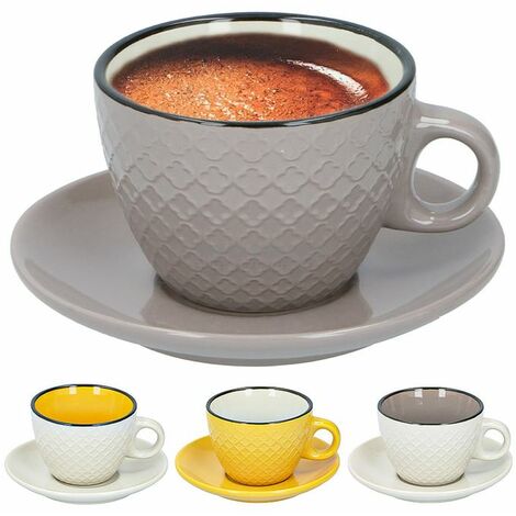 Set 8 pezzi per colazione caffe' espresso tazze e piattini tazzine ceramica