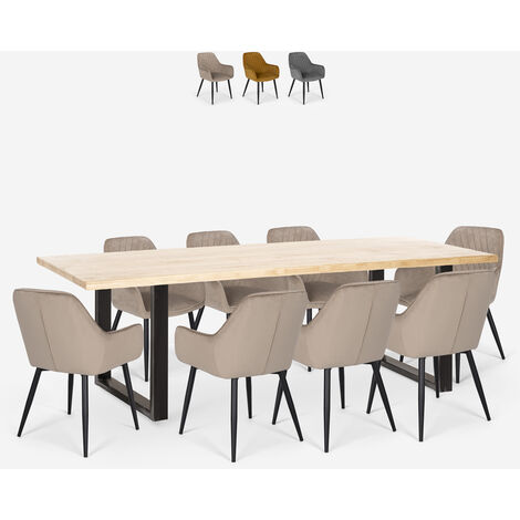 Samsara L3 set 6 sedie design moderno velluto tavolo da pranzo 180x80cm