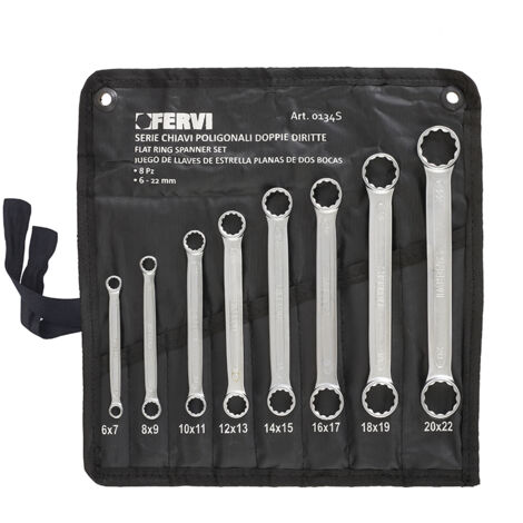 Set 8 pz chiavi poligonali piatte 6x7 - 20x22 mm Fervi 0134s