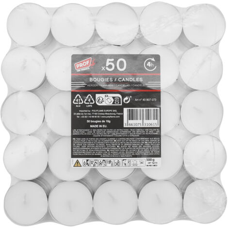 Set 800 Candele Lumino da 10gr Tielight Bianche