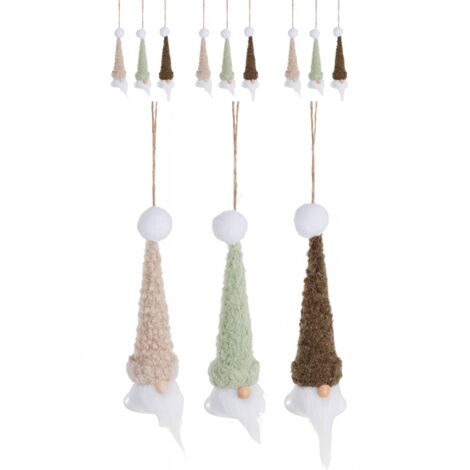 Set 9 Gnomi su campanella, addobbi per albero di Natale - 6,5 x 19 centimetri