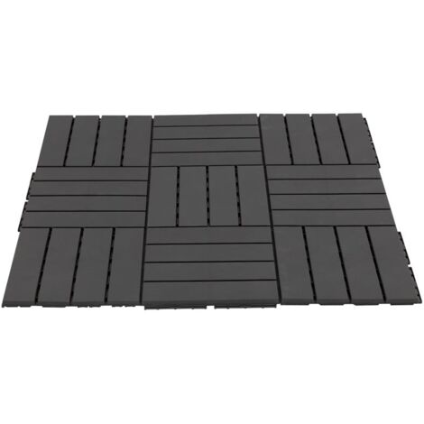 SET 9 MATTONELLE A INCASTRO PER TERRAZZO 30 X 30 X 2 CM NERO