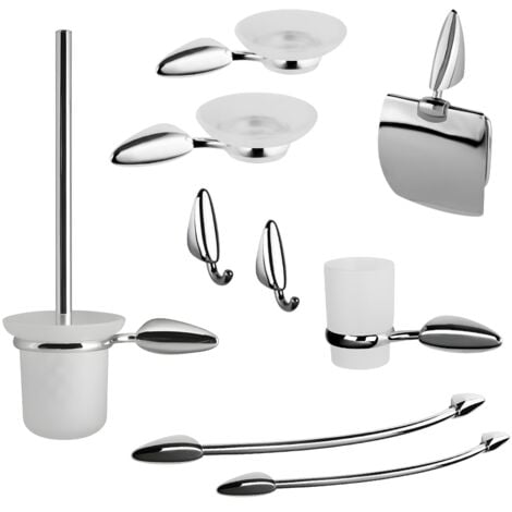 Set 9 pezzi accessori da bagno odissea acciaio cromato dal design moderno