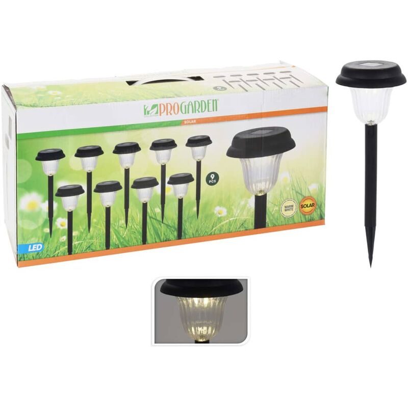 

Lámparas solares LED de jardín 9 unidades negro - Negro - Progarden