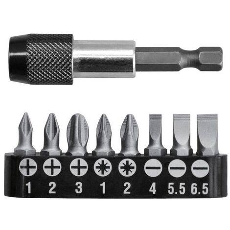 SET 9 PUNTE PER AVVITATORE INTERCAMBIABILI INSERTO MAGNETICO TOTAL