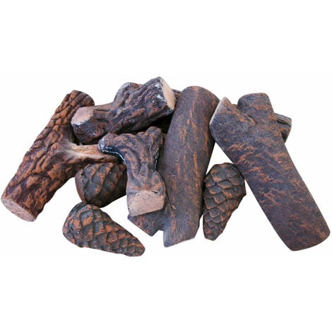 Set 9 Tronchetti Decorativi in Ceramica per Camino a Bioetanolo