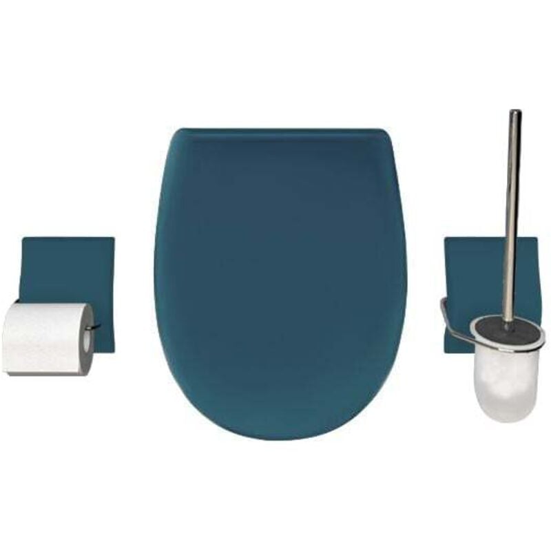 Set accessoire wc Ariane Bleu Astral Mat - descente assistée - déclipsable Olfa