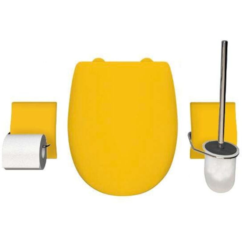 Set accessoire wc Ariane Jaune soufre Mat - descente assistée - déclipsable Olfa