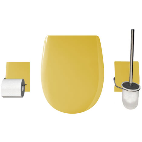 Set accessoires Abattant WC set Olfa Bouton d'or Brillante - descente assistée
