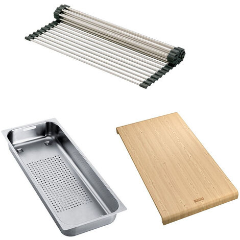 Set accessoires cuves Aton Inox : Rollmat + panier égouttoir + planche en bambou - Franke