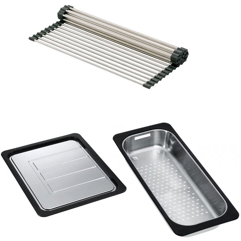 Franke - Set accessoires cuves Largo Inox : Rollmat + égouttoir mobile + panier égouttoir
