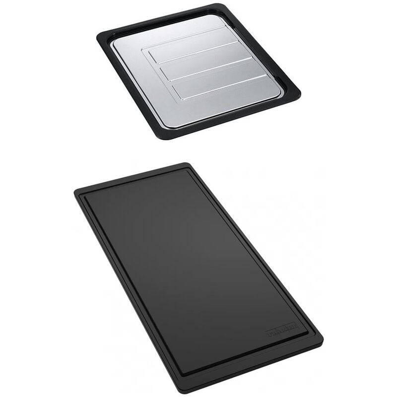 Set accessoires cuves Maris 210 Inox : égouttoir amovible + planche à découper synthétique Franke