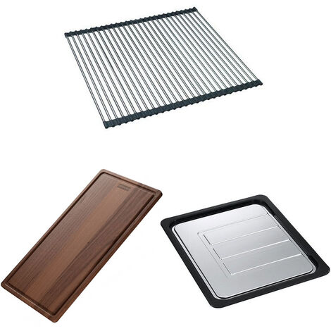 Set accessoires cuves Maris MRG 110/120/160/210 Fragranit : Rollmat + égouttoir + planche en noyer - Franke