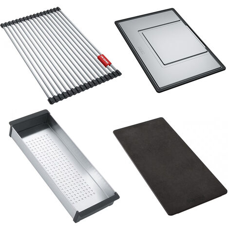 Set accessoires cuves Mythos Inox : Rollmat + égouttoir + panier égouttoir + planche - Franke
