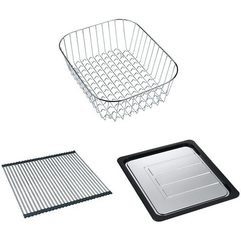 Set accessoires cuves Sirius Tectonite : Rollmat + égouttoir mobile + panier fil à vaisselle - Franke