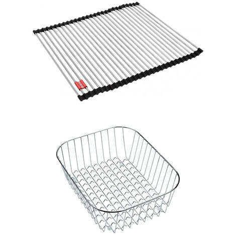 Set accessoires cuves Urbis Fragranit : Rollmat + Panier à vaisselle évier fil inox - Franke