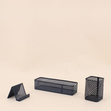 Set accessoires de bureau en métal noir