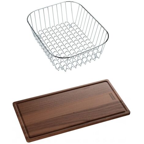 Set accessoires évier Argos, Bell Inox / éviers Maris 211 Fragranit : planche bois + panier - Franke