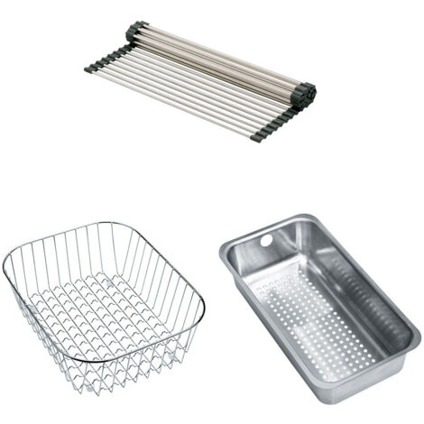 Set accessoires éviers Basis 651 - Fragranit : Rollmat + panier égouttoir + panier fil inox - Franke