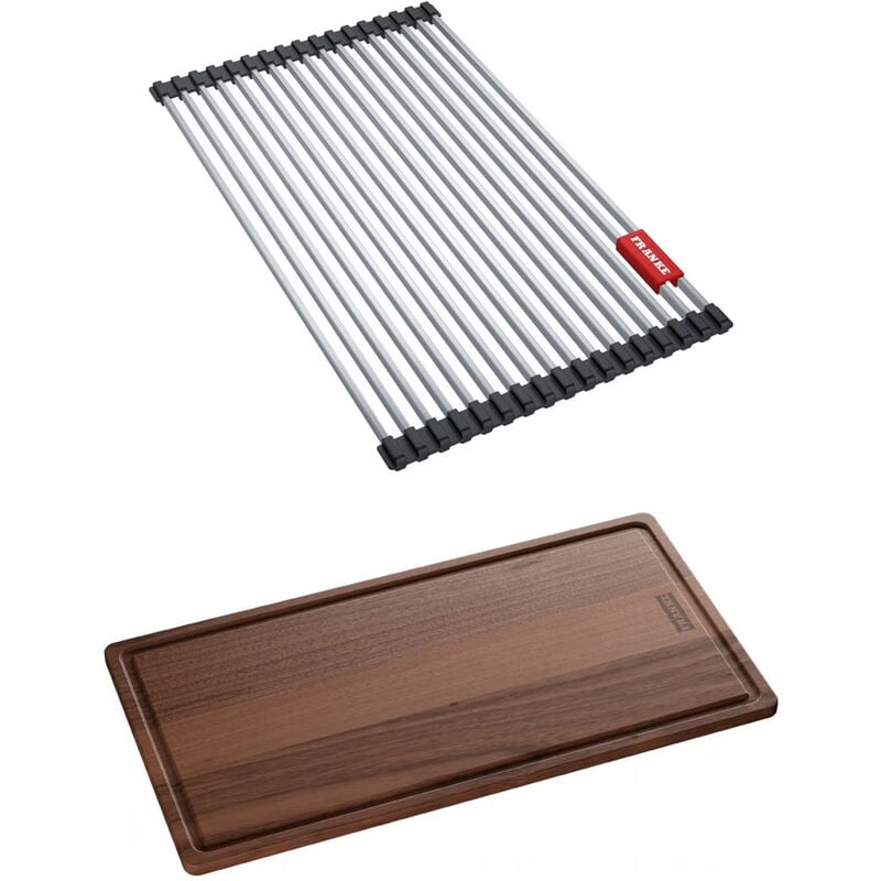 Franke - Set accessoires éviers Maris Inox : Rollmat + planche en noyer