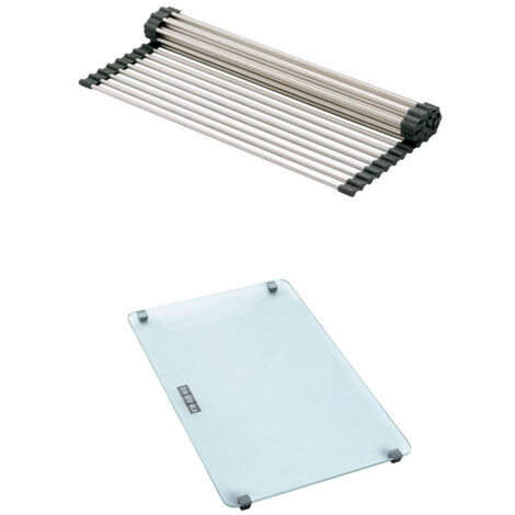 Set accessoires éviers Mythos Fragranit : panier égouttoir + planche en verre - Franke
