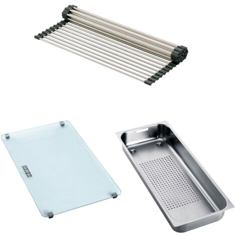 Set accessoires éviers Mythos Fragranit : Rollmat + panier égouttoir + planche en verre - Franke