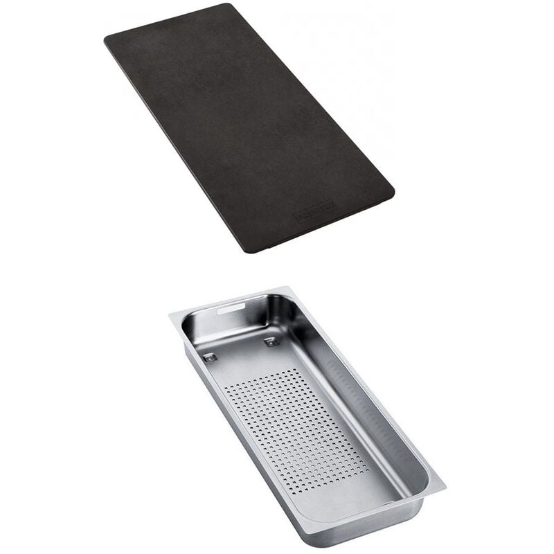 Franke - Set accessoires éviers Mythos Inox : panier égouttoir + planche synthétique