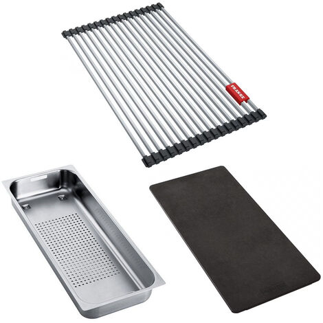 Set accessoires éviers Mythos Inox : Rollmat + panier égouttoir + planche synthétique - Franke