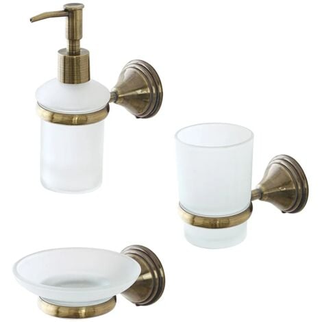 Set accessori a muro 3 pezzi in acciaio con finitura bronzo e viti incluse  Iris