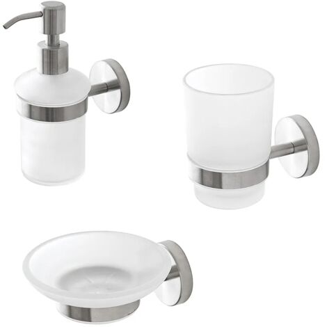 Set accessori a muro 3 pezzi in acciaio inox satinato e viti incluse  Galassia