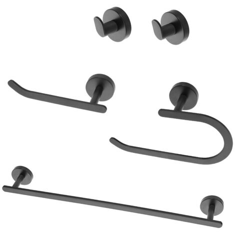 Set accessori a muro 5 pezzi in acciaio nero opaco e viti incluse  Chic Black
