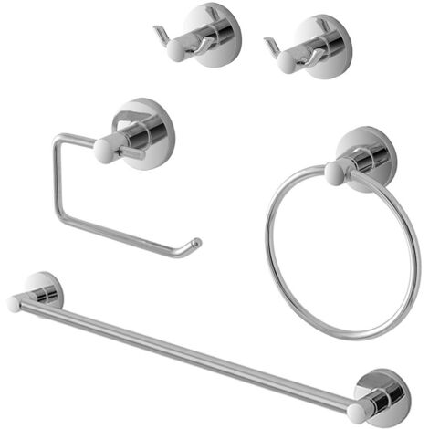 Set accessori a muro 5 pezzi in metallo cromato e ABS viti incluse  Sprint