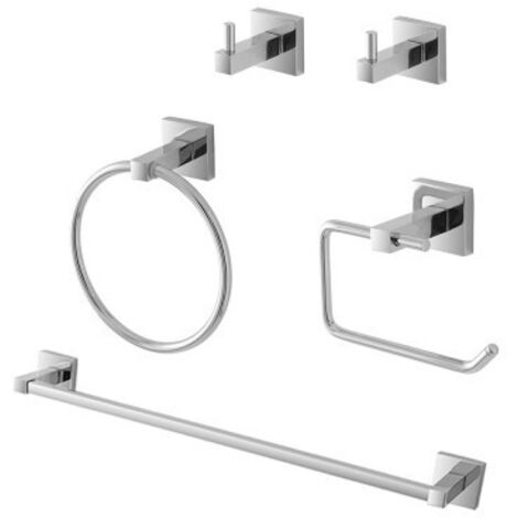 Set accessori a muro 5 pezzi in metallo cromato e viti incluse Rock