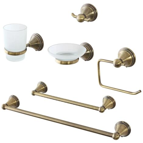 Set accessori a muro 6 pezzi in acciaio con finitura bronzo e viti incluse  Iris