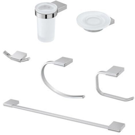 Set accessori a muro 6 pezzi in acciaio cromato e viti incluse Futura