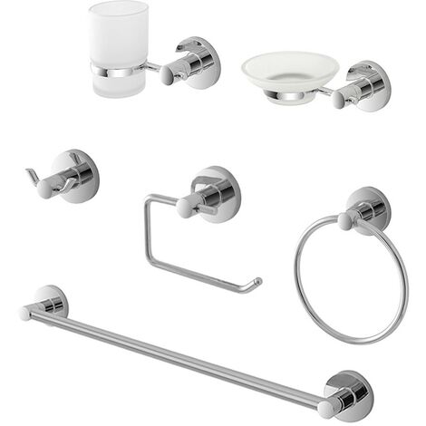 Set accessori a muro 6 pezzi in metallo cromato e ABS viti incluse Sprint