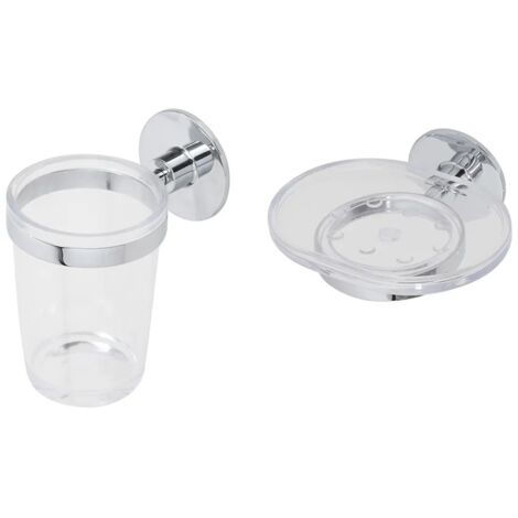 Set accessori a muro portaspazzolini e portasapone in acciaio  Idea