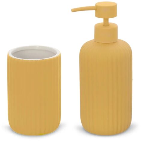 Set accessori bagno 2 pezzi in ceramica giallo soft touch Spring