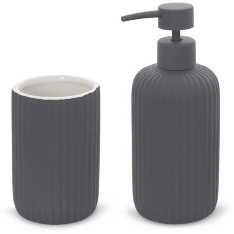 Set accessori bagno 2 pezzi in ceramica grigio soft touch Spring