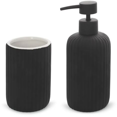 London Boutique Set Bagno 5 Pezzi - Accessori Abbinati Con Coperchi In Acciaio Inox - Portasapone, Dispenser, Spazzolino, Bicchiere E Bidone - 4