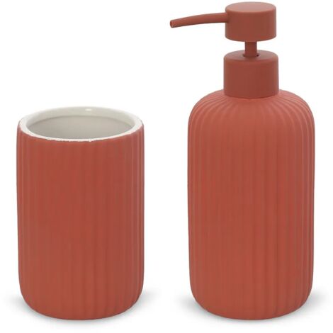 Set accessori bagno 2 pezzi in ceramica rosso soft touch Spring