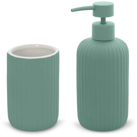 Set accessori bagno 2 pezzi in ceramica verde soft touch Spring