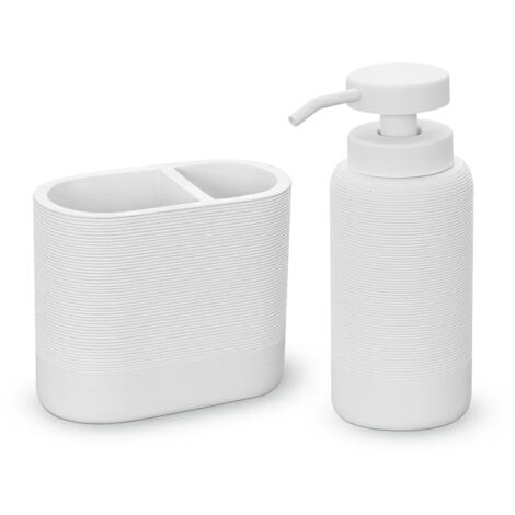 Set accessori bagno 2 pezzi in poliresina bianca Marica