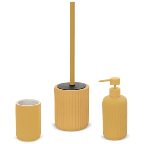 Set accessori bagno 3 pezzi in ceramica giallo soft touch Spring