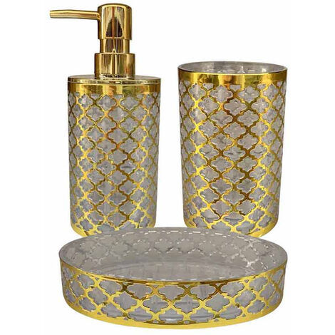 Set di accessori da bagno di lusso in cristallo Color oro Set di accessori  da bagno